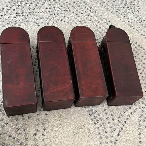 Wine wood holder carrier box Set of 4 - Picture 4 of 8